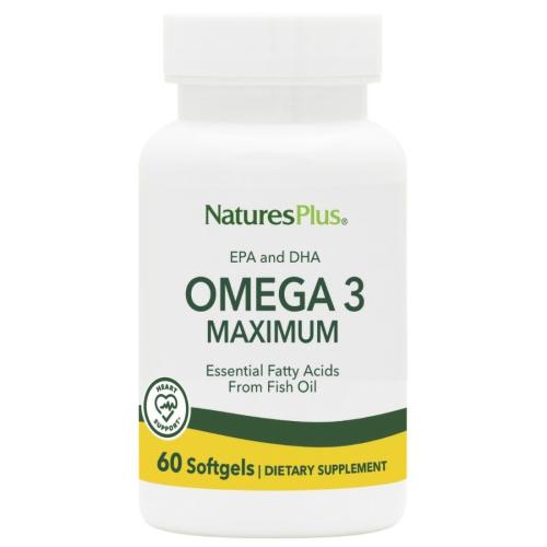 Natures Plus EPA & DHA Omega 3 Maximum Συμπλήρωμα Διατροφής με Ιχθυέλαιο για τη Φυσιολογική Λειτουργία της Καρδιάς & του Εγκεφάλου 60 Softgels
